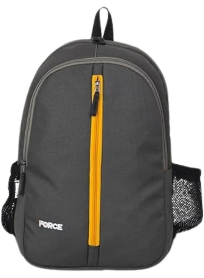 فورس حقيبة ظهر فورس الأساسية – سعة كاملة – مقاومة للماء – رمادي داكن مع سحاب أصفر - Image 1